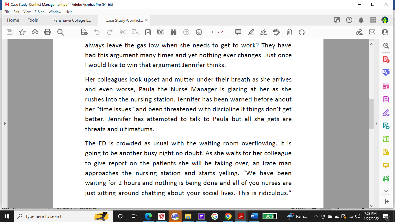 scenario. You have to reflect from your own perspective considering that you