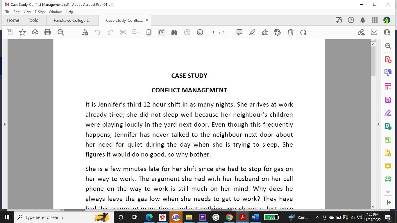 are in this conflict. Please briefly comment what Jennifer is doing in