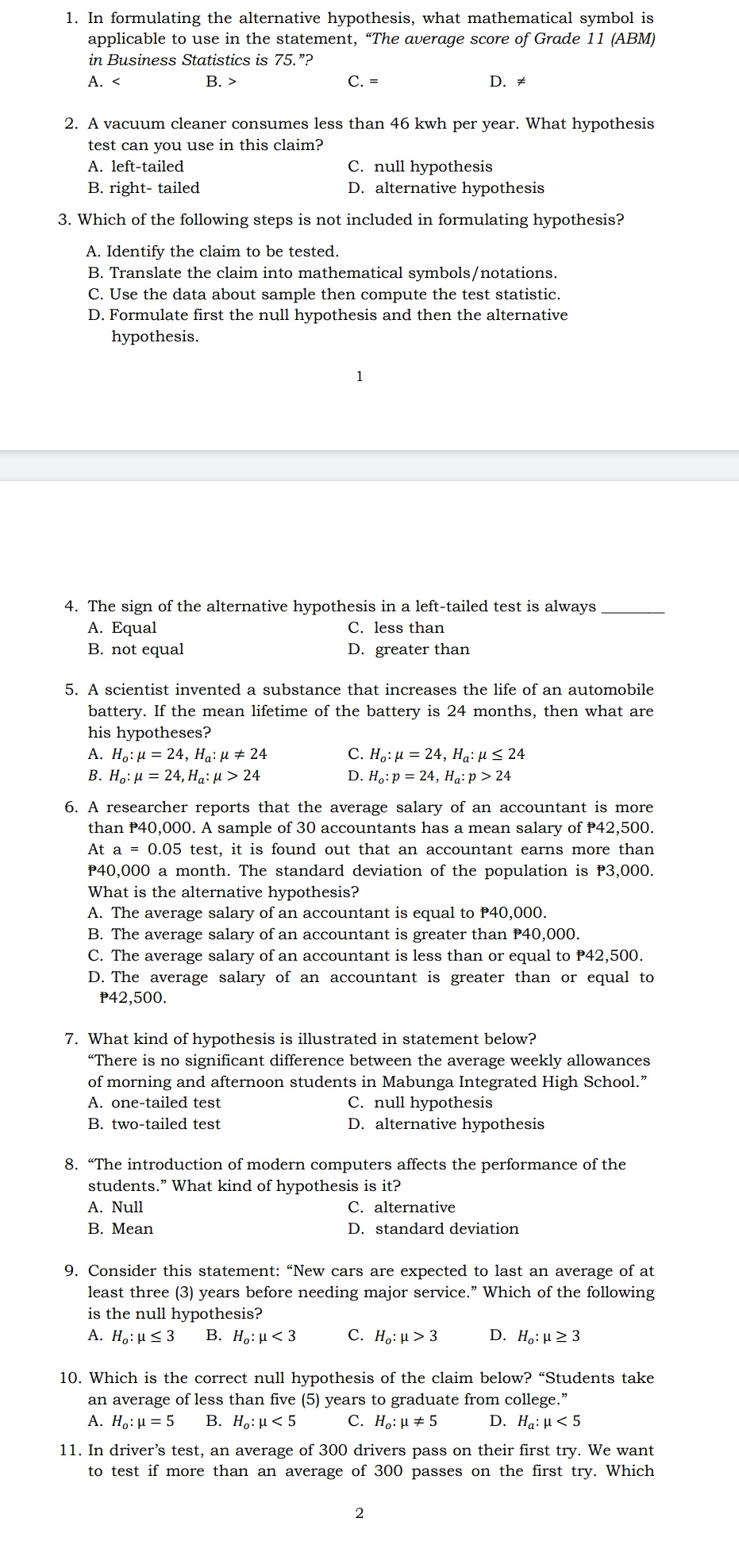 deals with evaluating the value of parameter. 2. The two kinds of