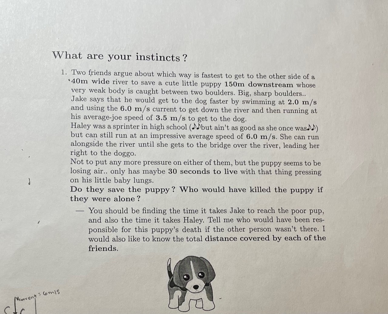  What are your instincts ? 1. Two friends argue about which