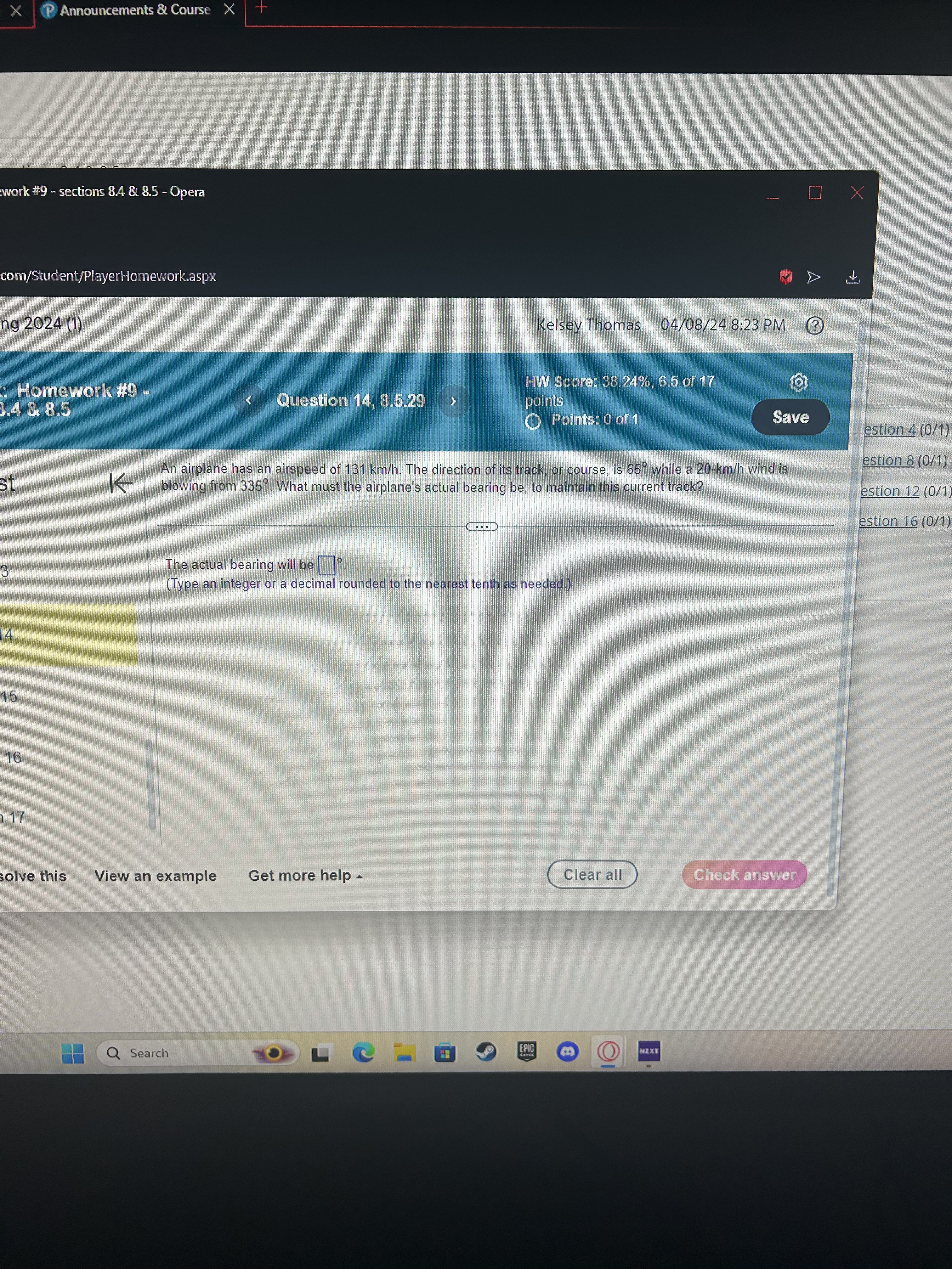 rests on a 35" incline Find the K magnitude of the components