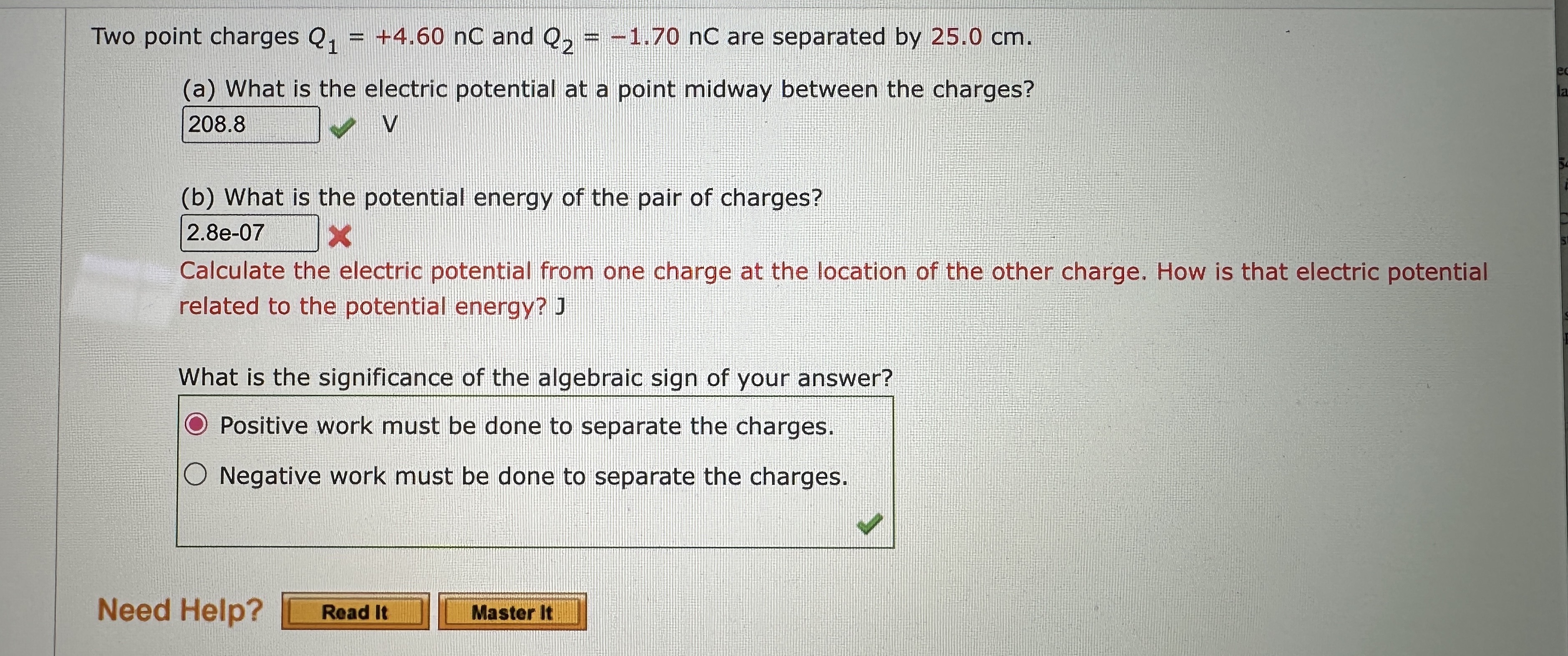 Please help with B thank you so much Two point charges Q,