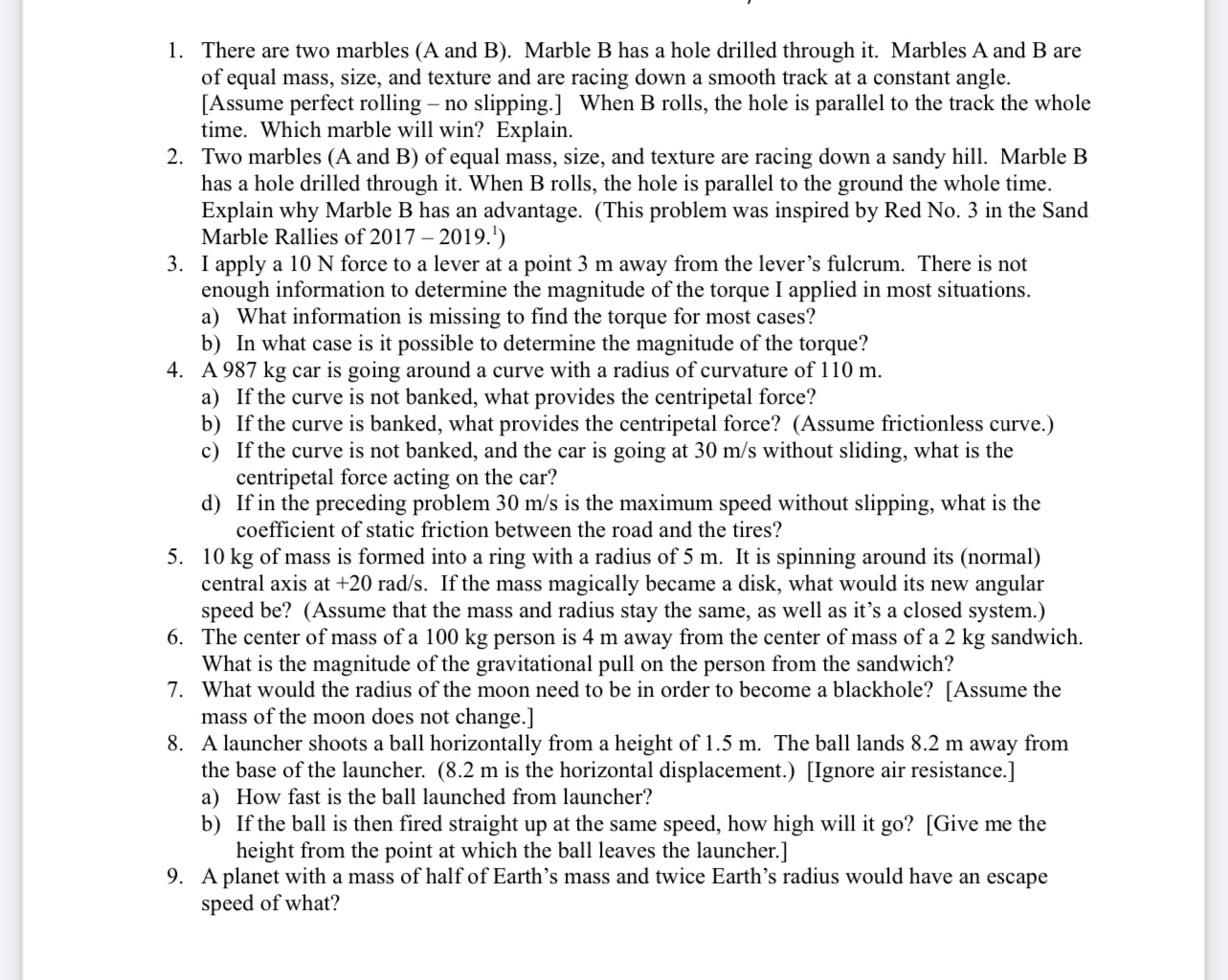 There are two marbles (A and B). Marble B has a