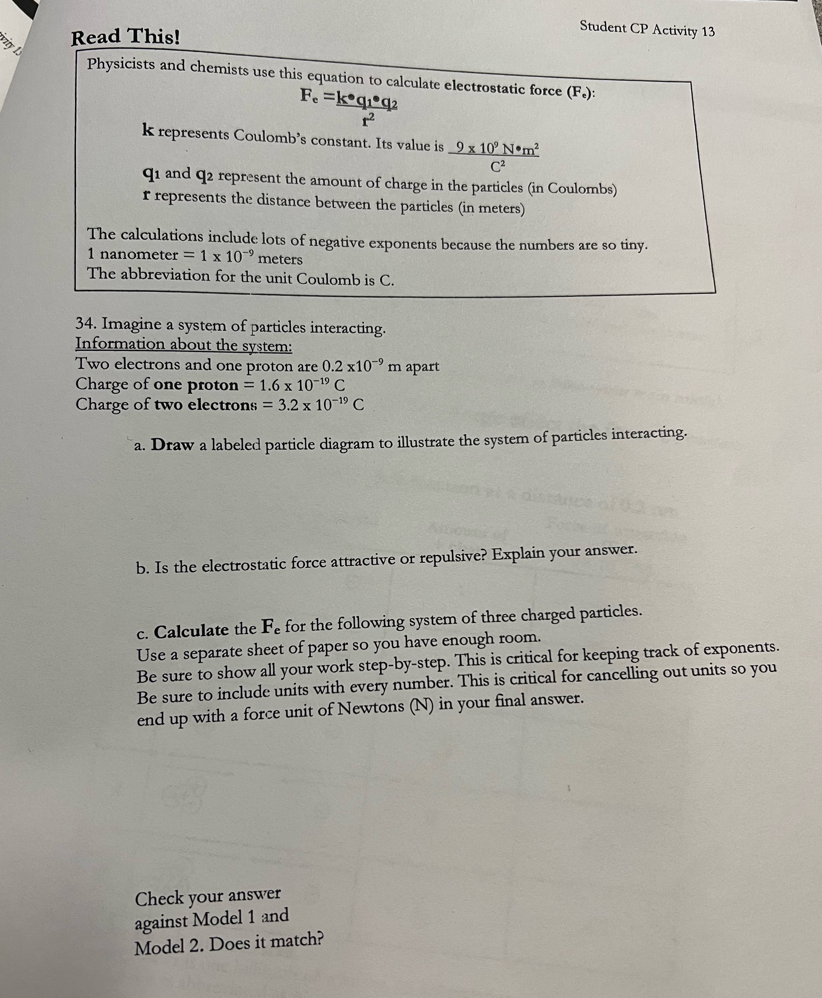 Answer the questions please Student CP Activity 13 Read This! Physicists and