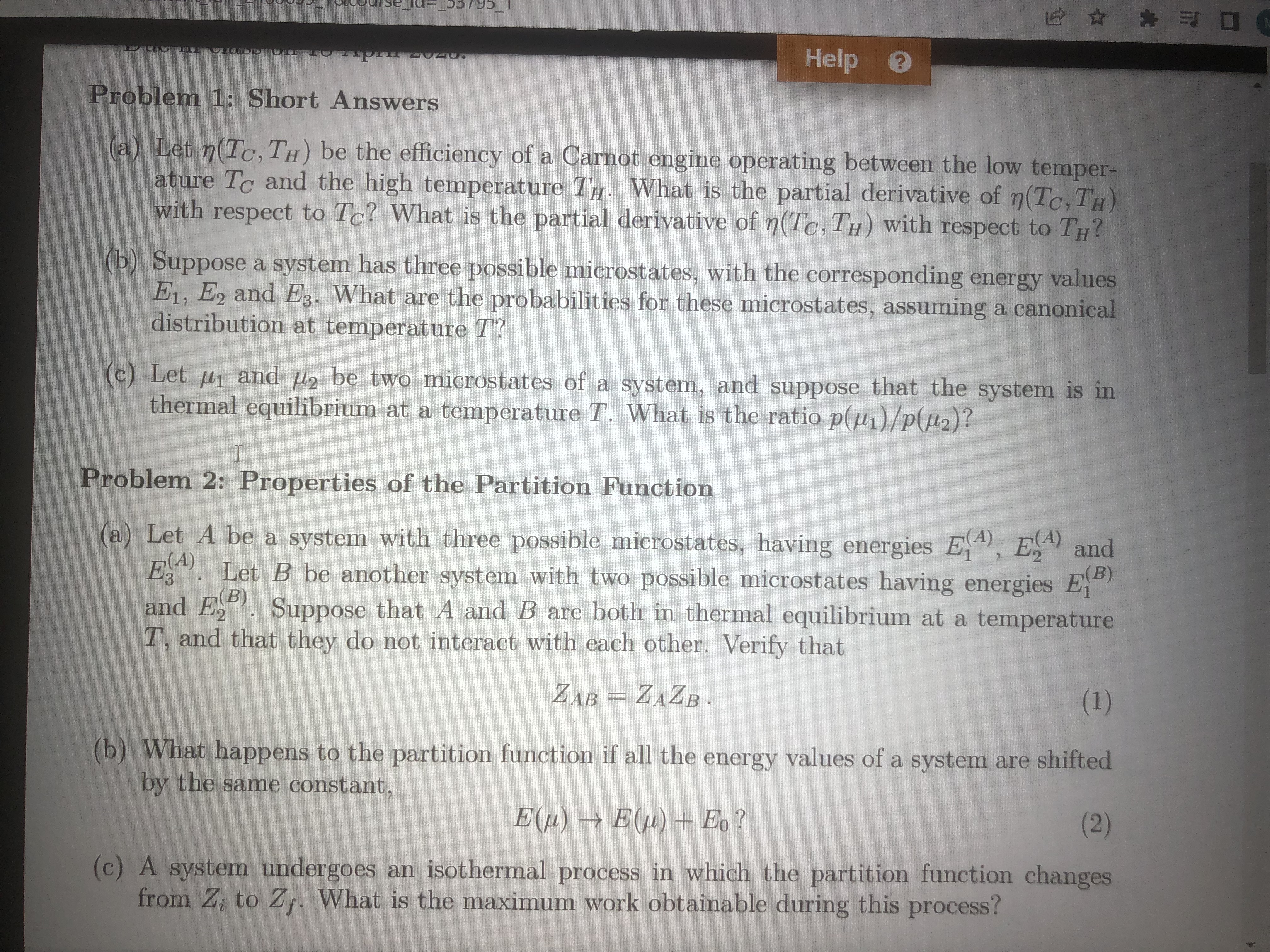 Can get the solution for these physics problems? The subject is thermodynamics.Recommended