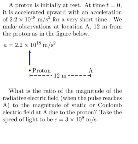 A proton is initially at rest. At time t = 0,