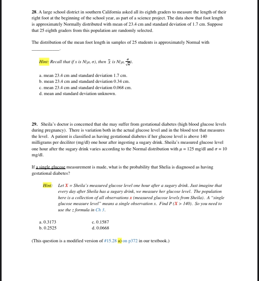 correct? Hint: Read the following in your book: the box Normal Distributions
