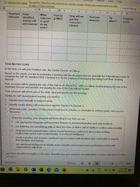 COMPLETED You will complete this task with your assessor at a time