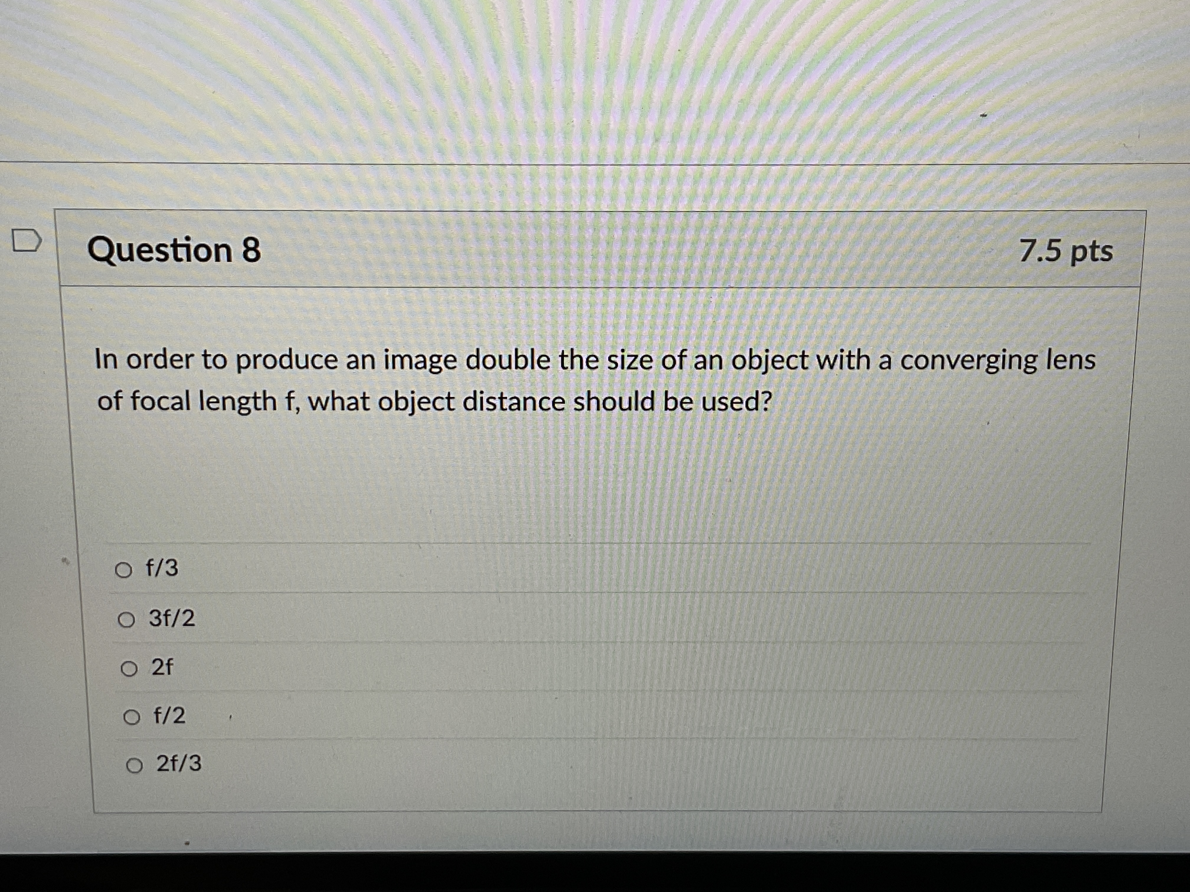 the central maximum in the diffraction pattern? O No interference pattern occurs