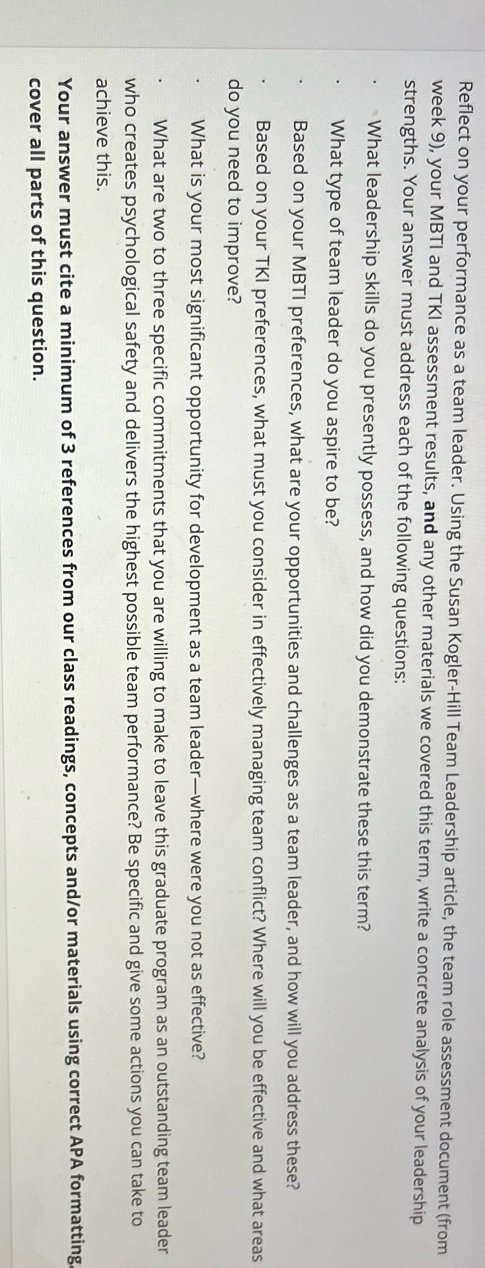 Reflect on your performance as a team leader. Using the Susan