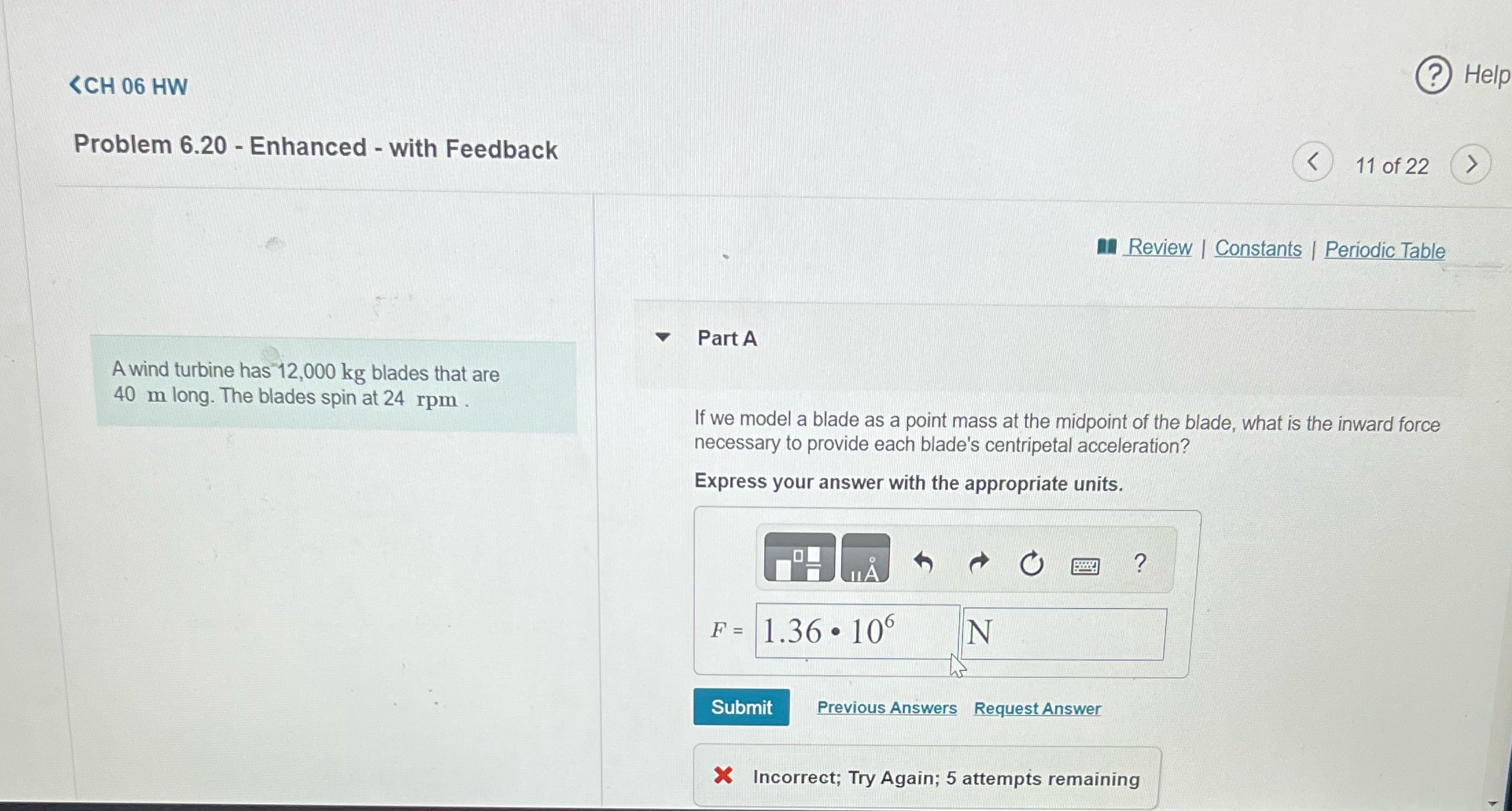 06 HW Problem 6.20 - Enhanced - with Feedback A wind turbine