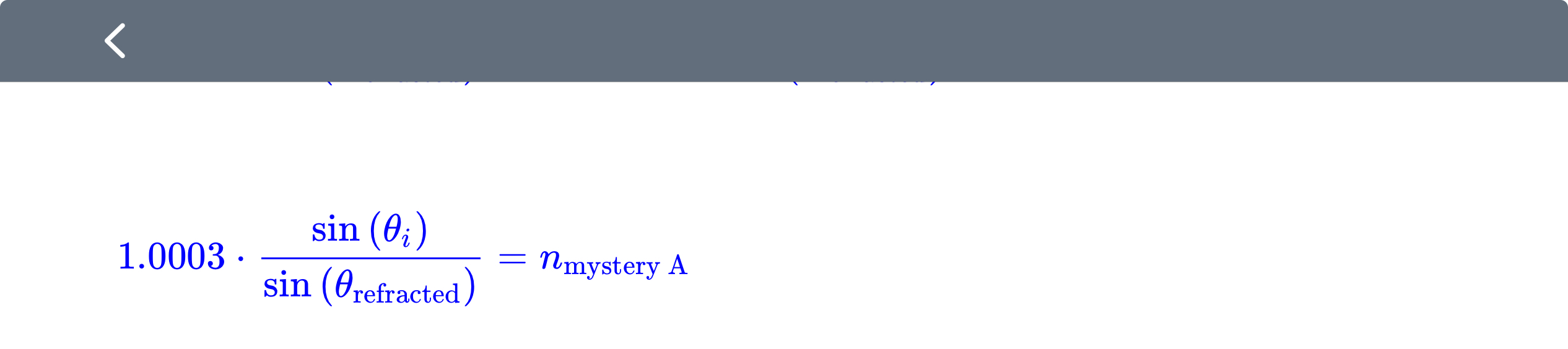 Calculate the average nmystery A; Using the gineering toolbox table for refractive