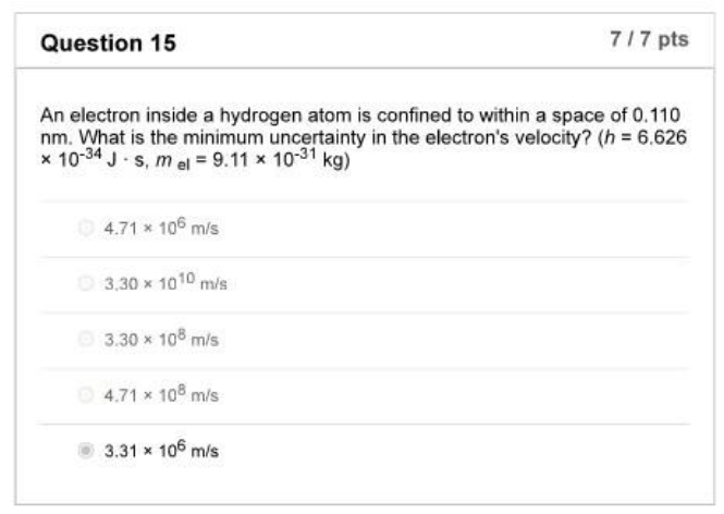 an electron inside a hydrogen atom is confined to within a space