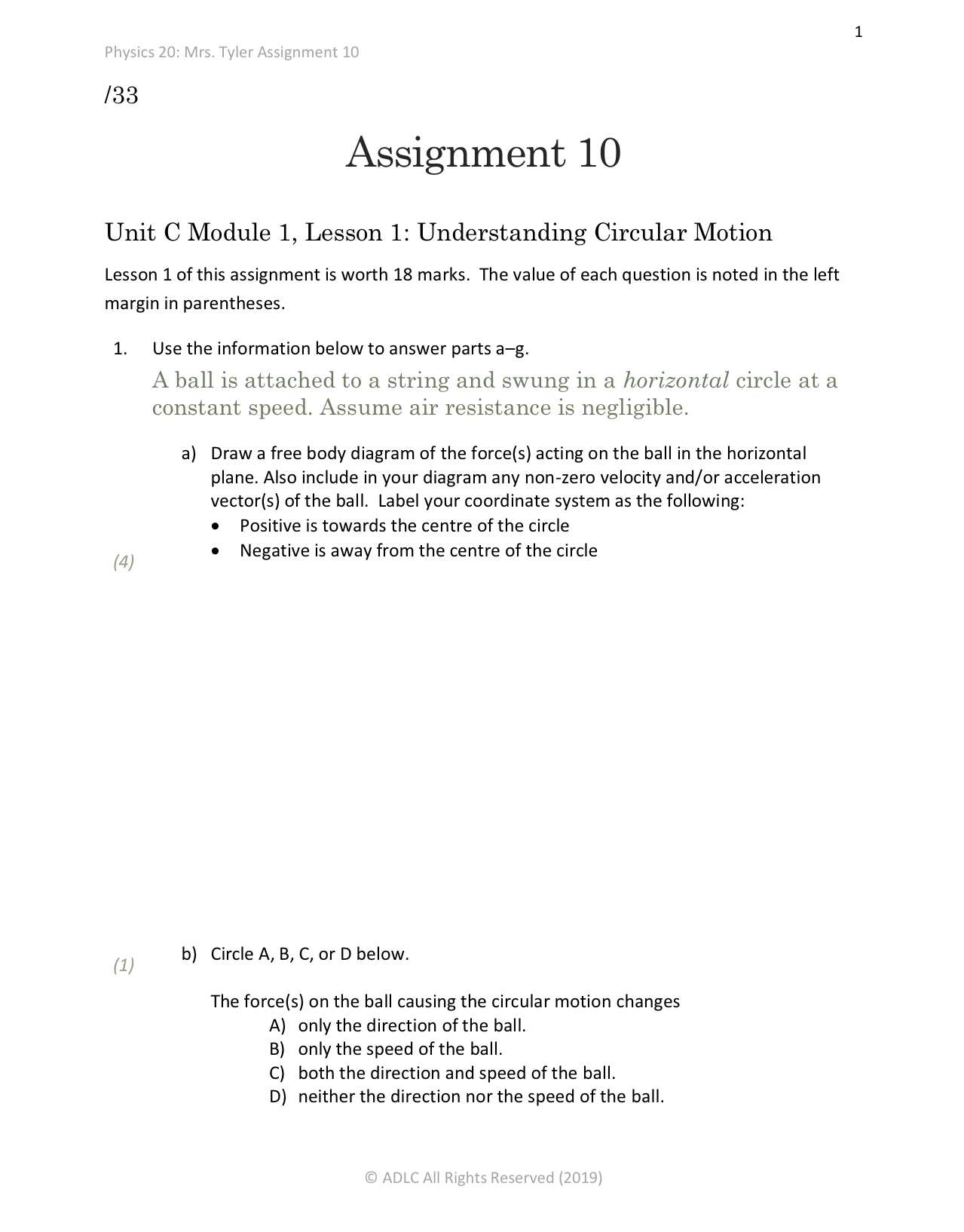 /33 Assignment 10 Unit C Module 1, Lesson 1: Understanding Circular