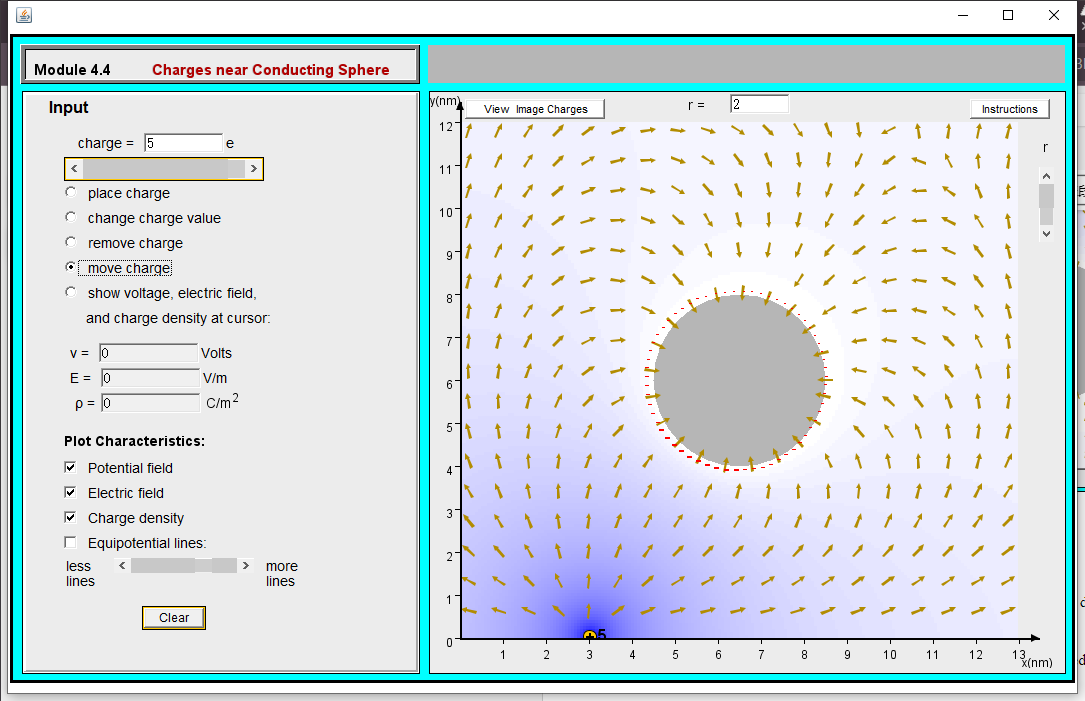 results with the measured value using the applet. {c) Calculate the voltage