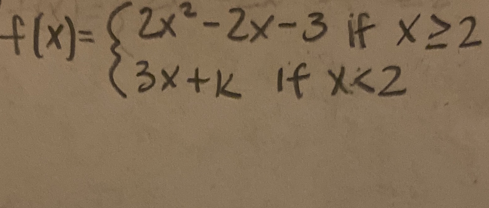 find the value of k which makes the function continuous f (