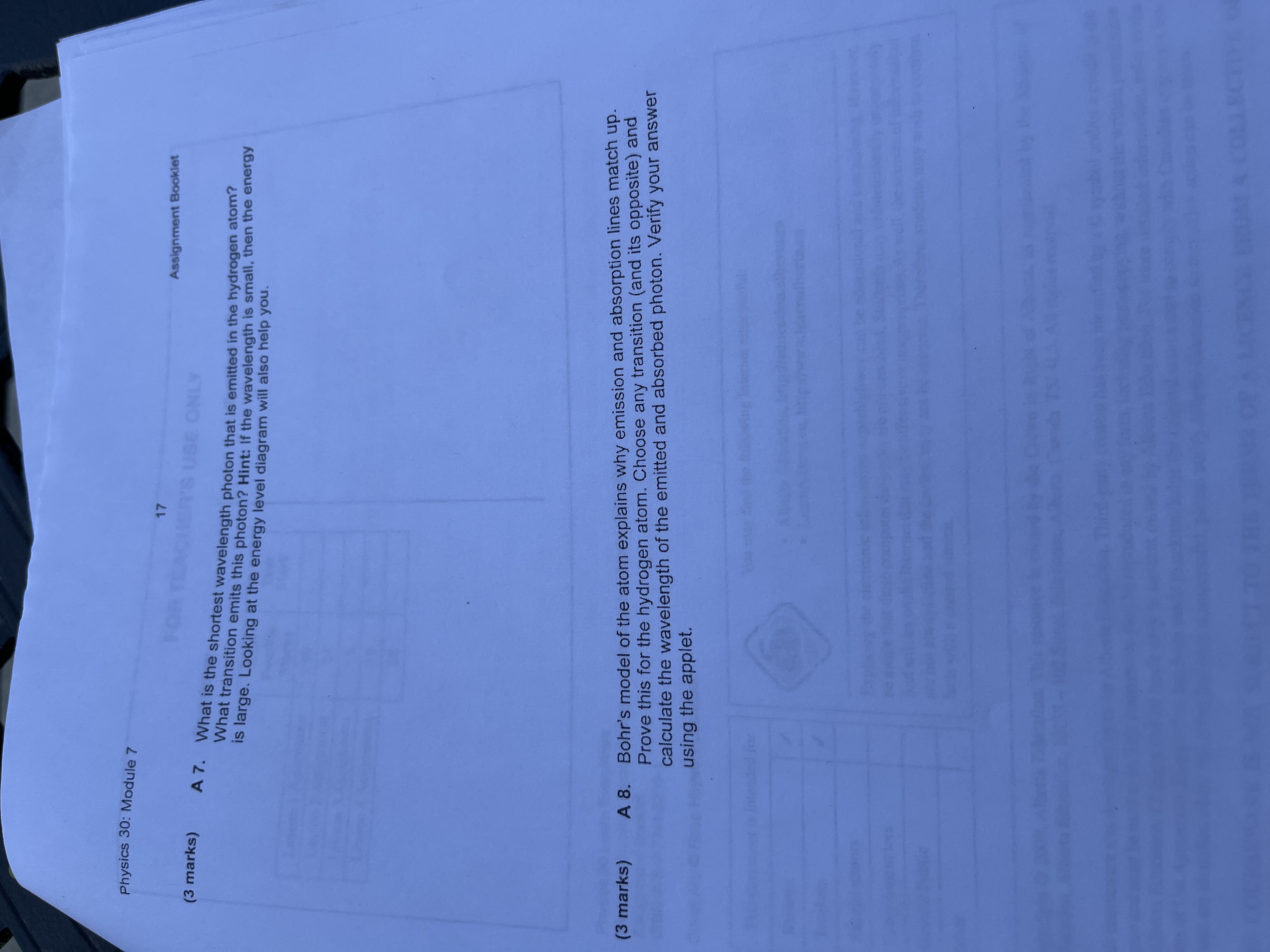  Physics 30: Module 7 17 Assignment Booklet S USE ONLY (3