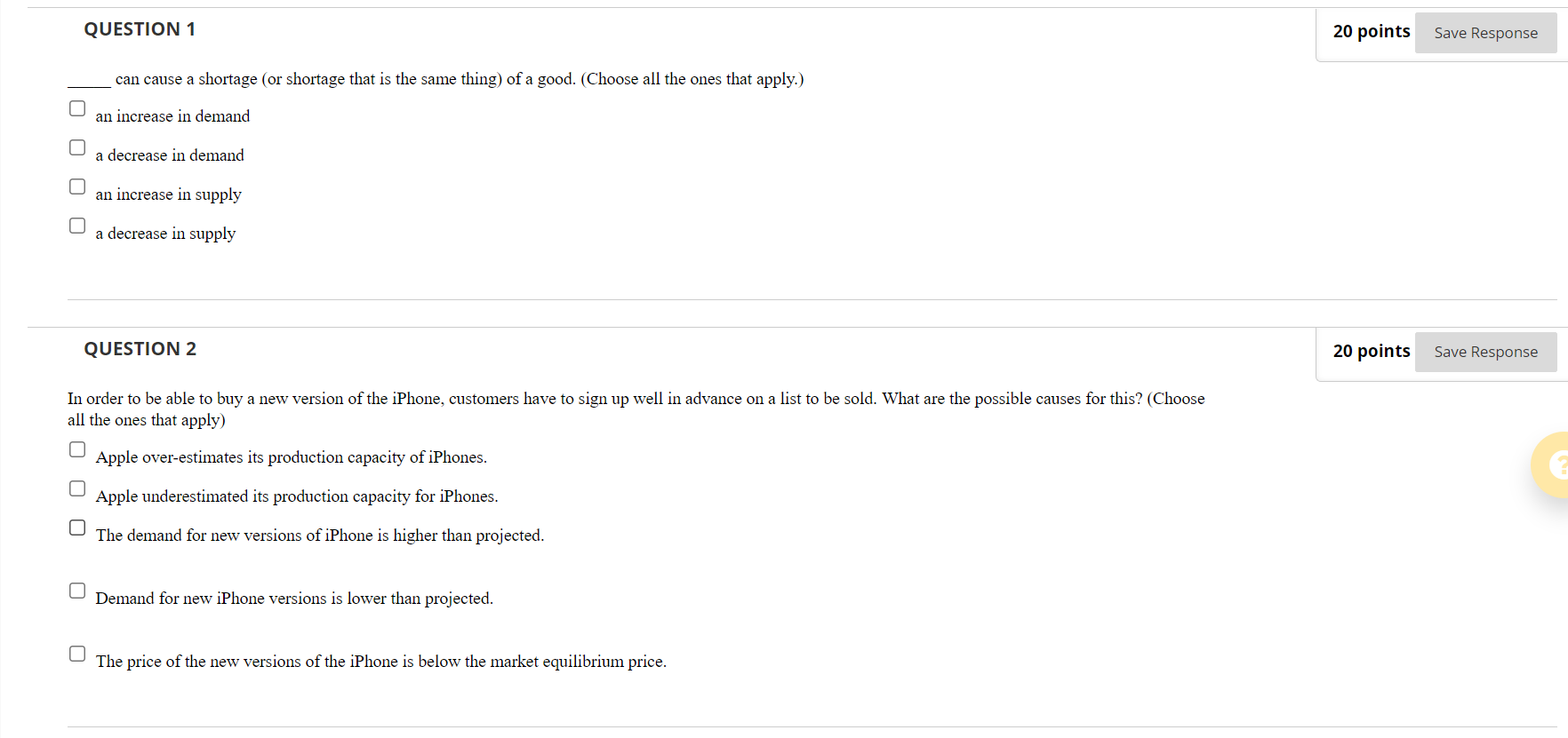 demand for capital will result in . (Choose all the ones that