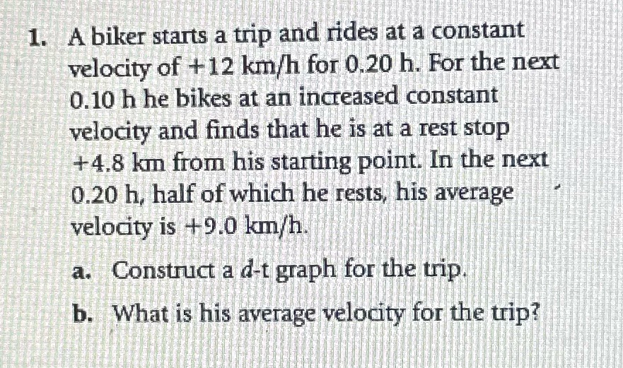 I'm confused please help this is for physics. 1. A biker starts