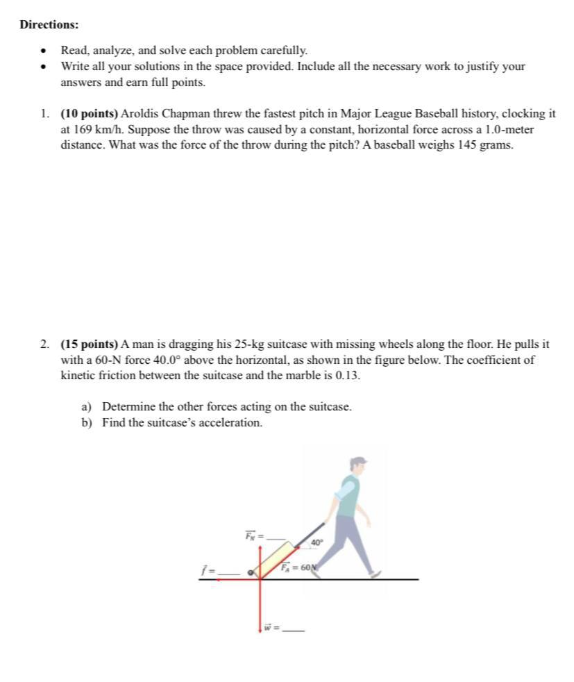  Directions: e Read, analyze, and solve each problem carefully. e Write