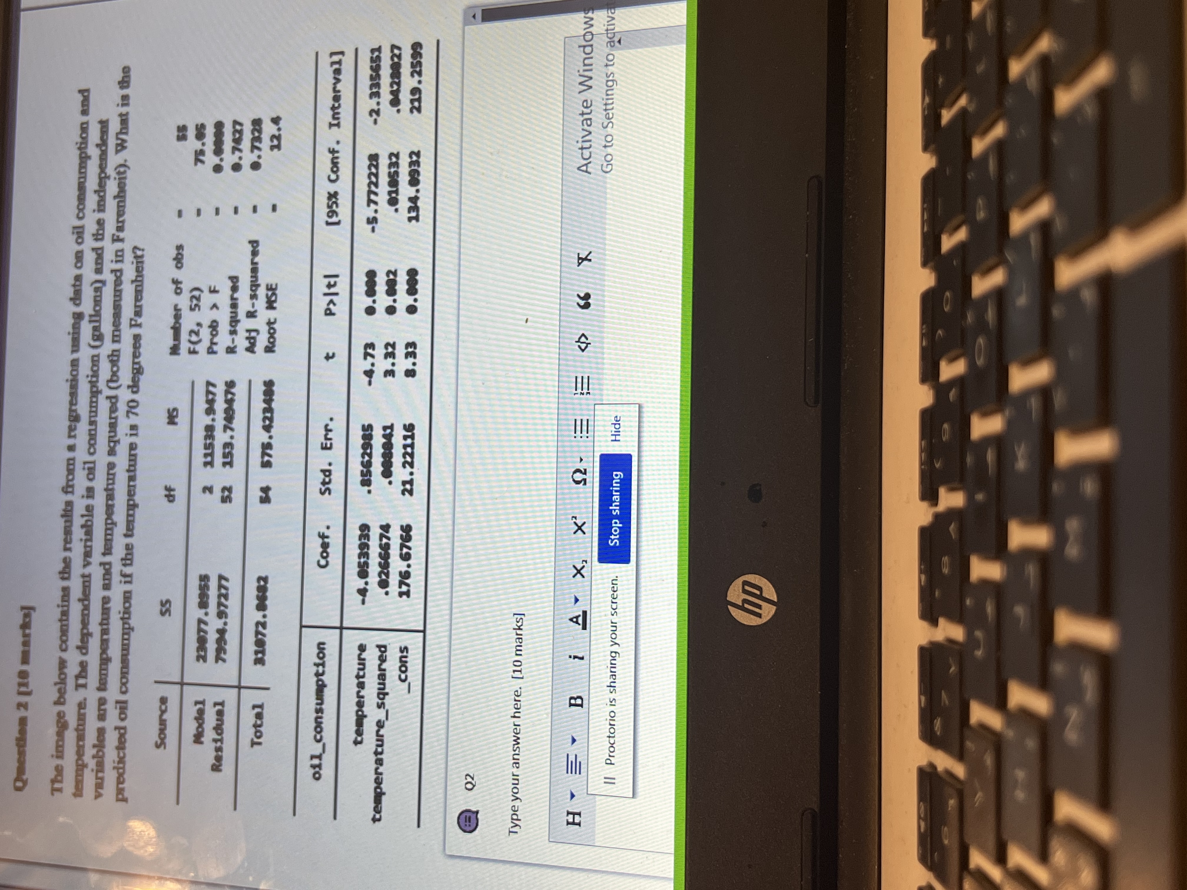  Question 2 [10 marks] The image below contains the results from