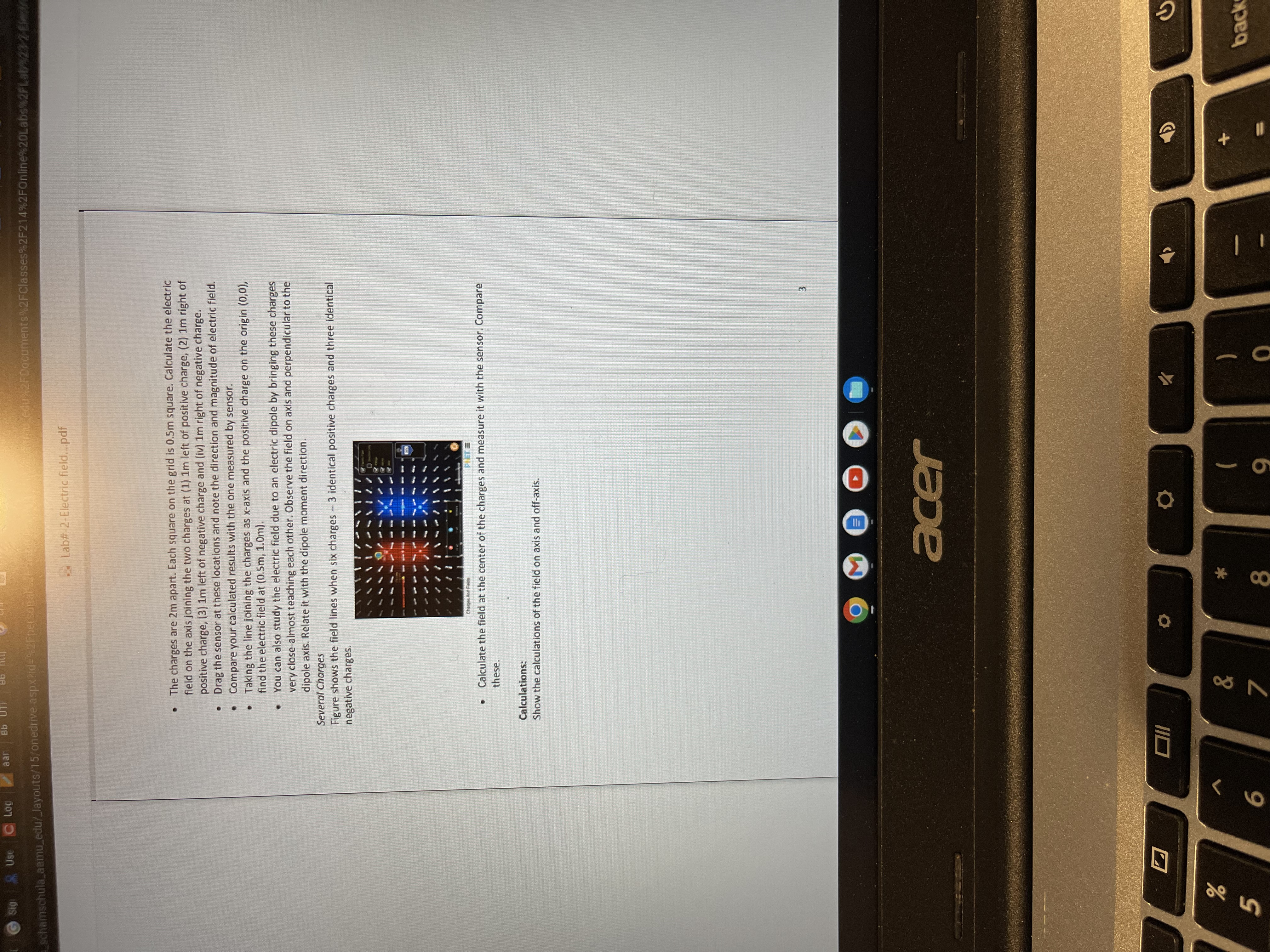 simulationhttps://phet.colorado.edu/sims/html/charges-and-fields/latest/charges-and-fields_en.htmlInstructions:Open the simulation?Turn the Grid on. Move the +charge and place it