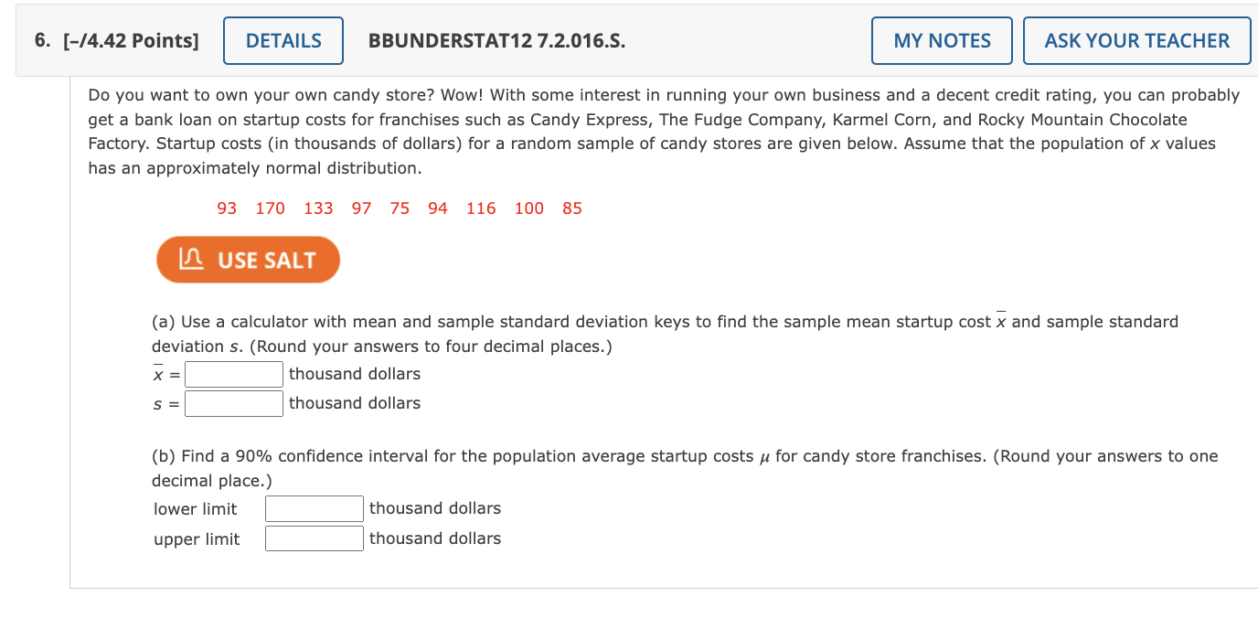  6. [14.42 Points] DETAILS BBUNDERSTAT12 7.2.0165. MY NOTES ASK YOUR TEACHER