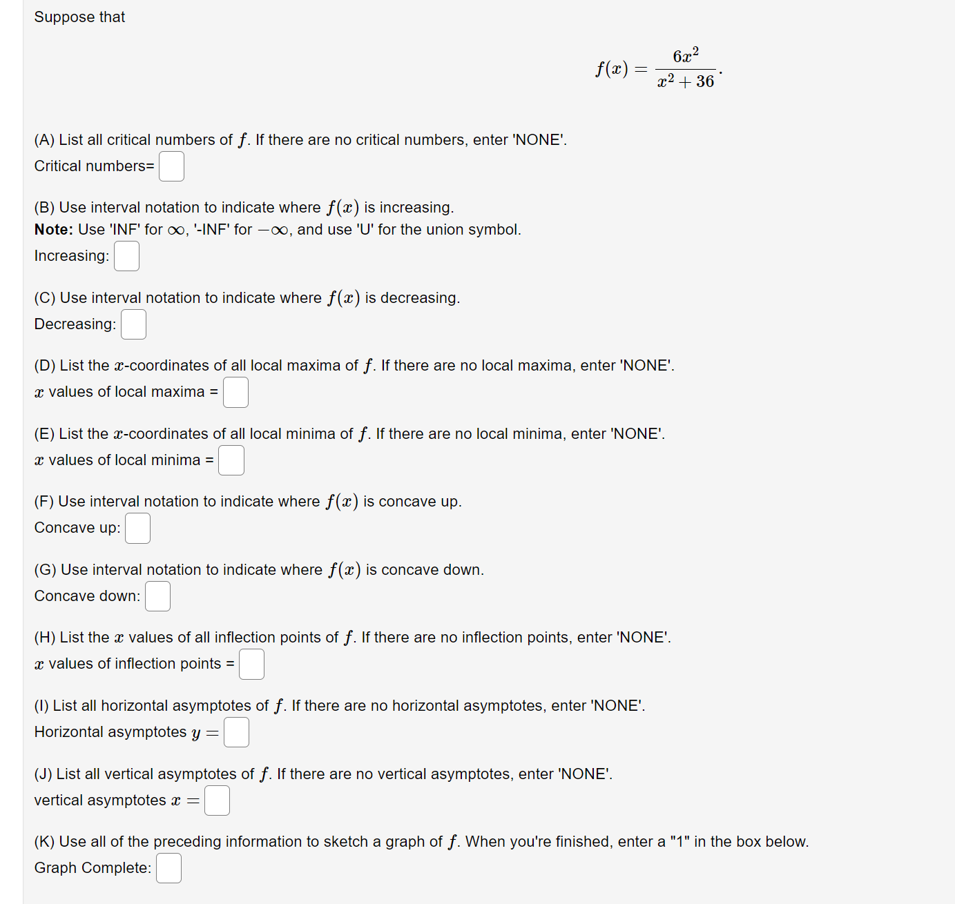 the :c-coordinates of all inection points of f. 1. f is concave
