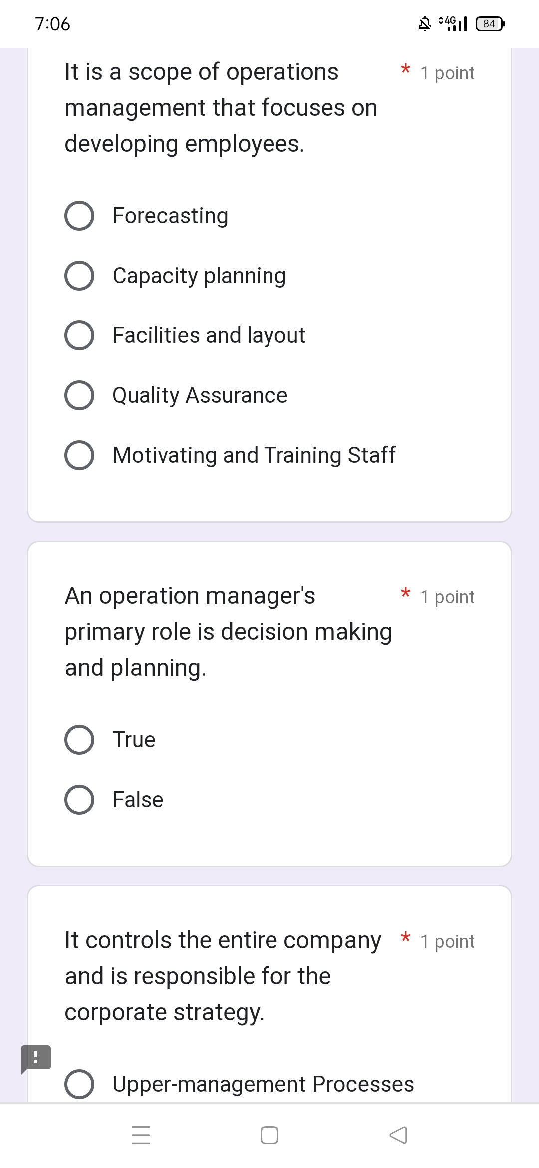 Resources It is a must to check whether * 1 point the