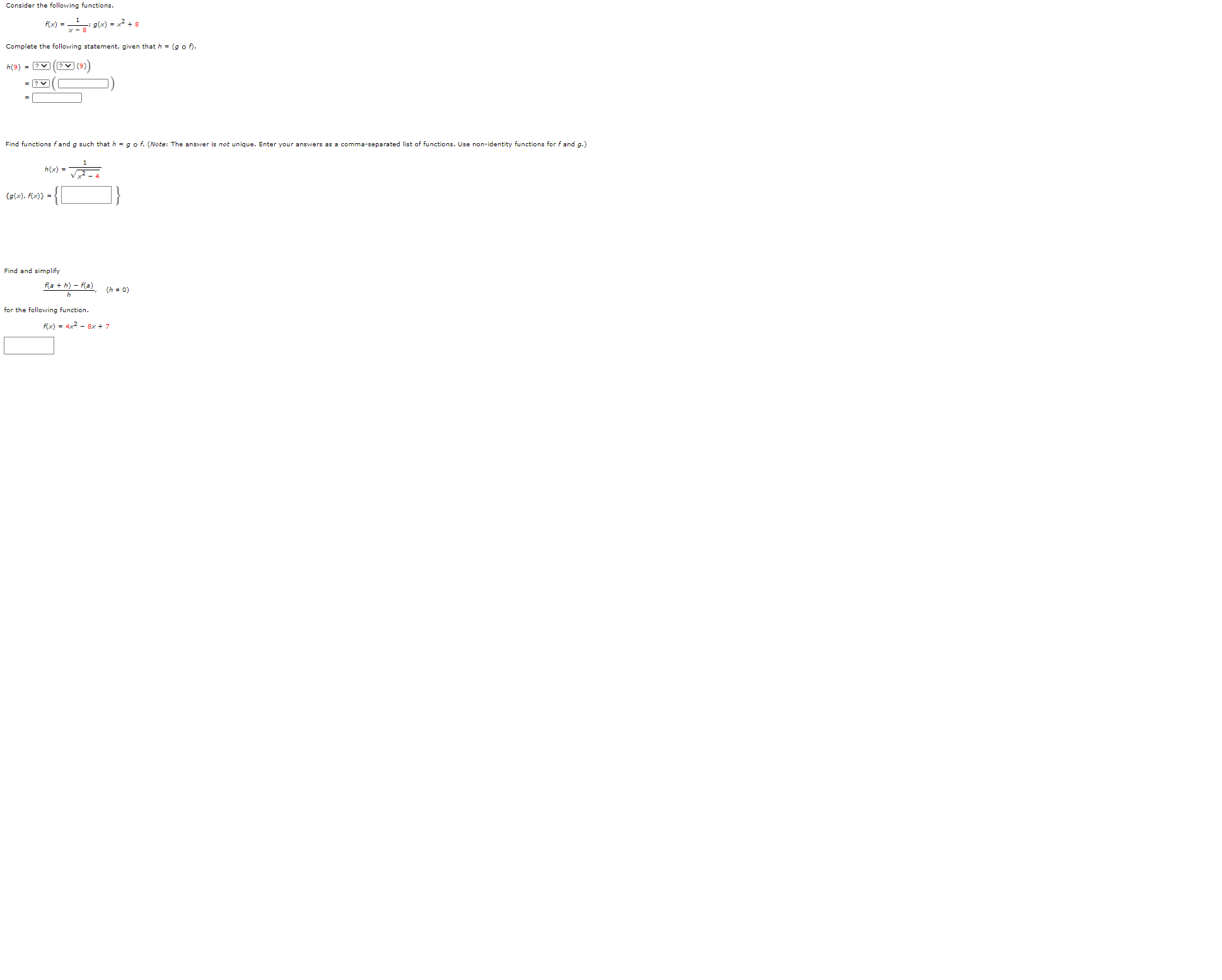 need help to solve, see attached Consider the following functions. f( x