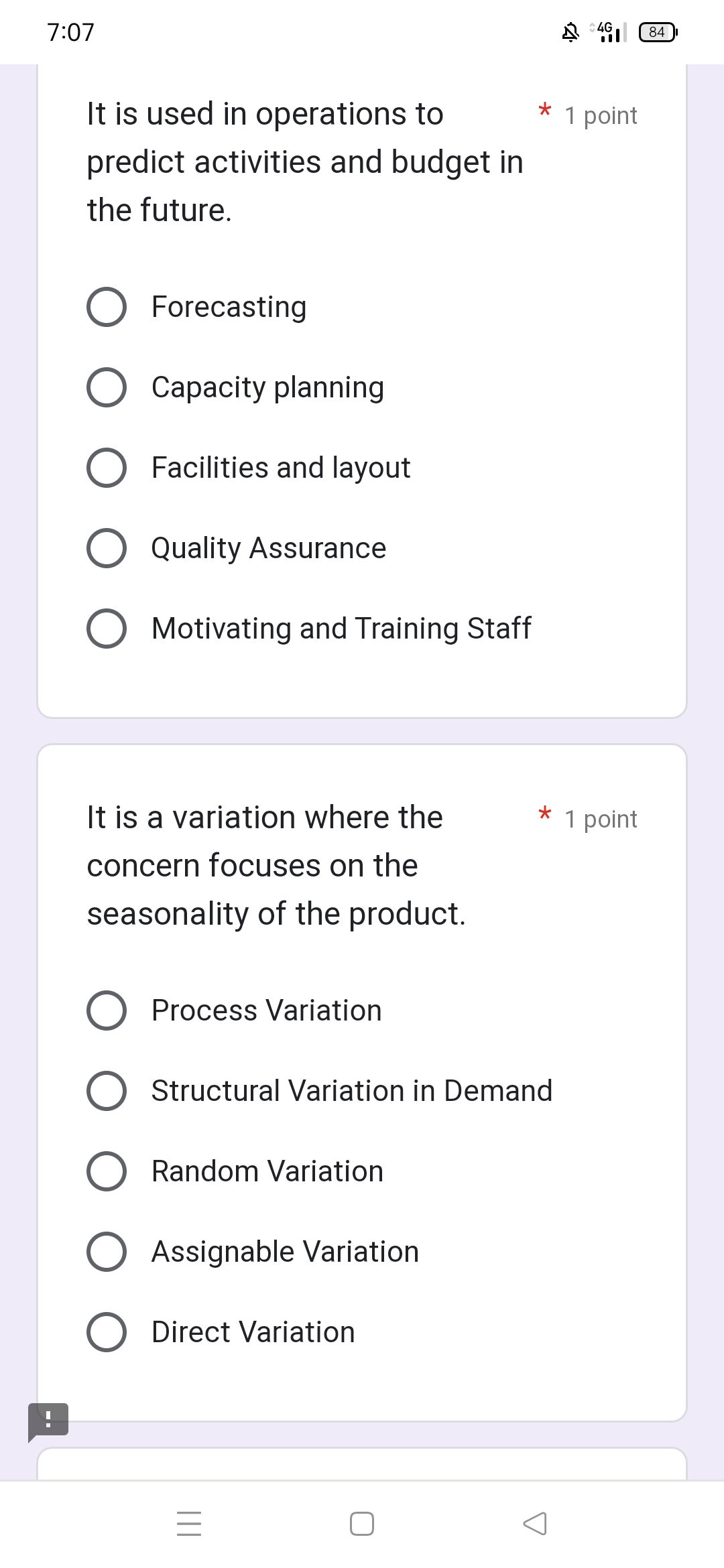 $1 c'll -- It is a scope of operations * 1 point