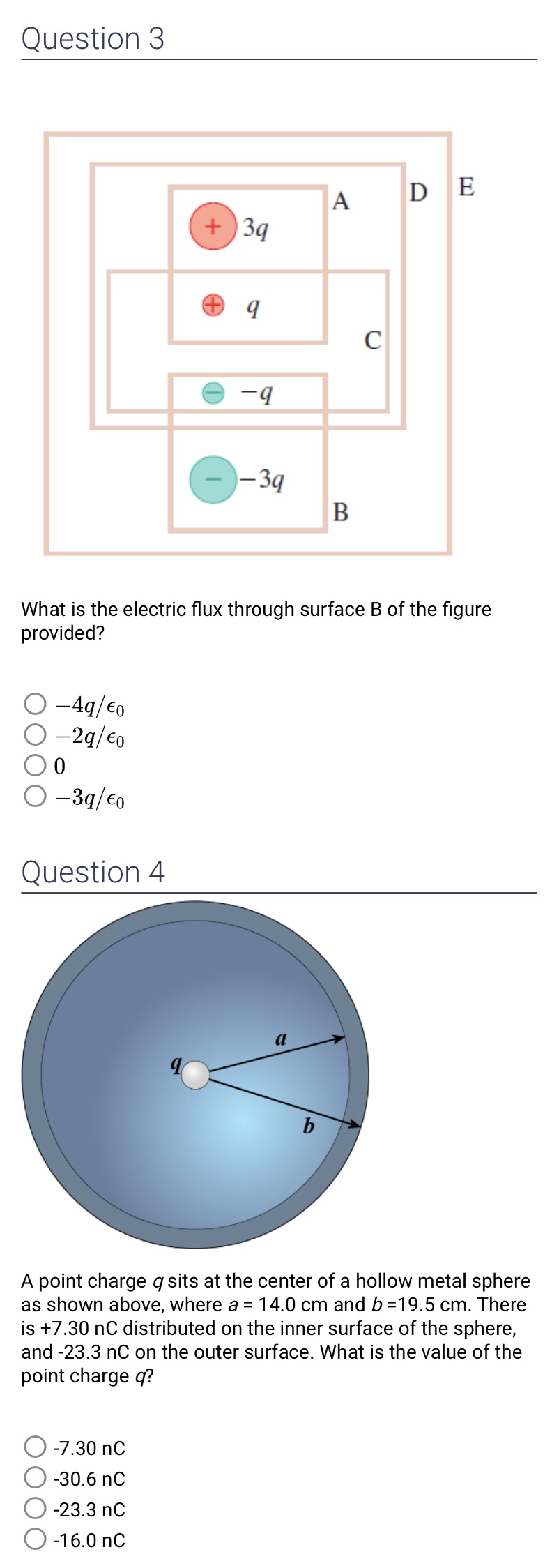 Please answer all questions Question 3 What is the electric ux through
