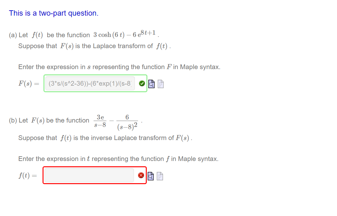  This is a two-part question. (a) Let t) be the function