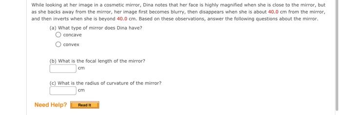  While looking at her image in a cosmetic mirror, Dina notes