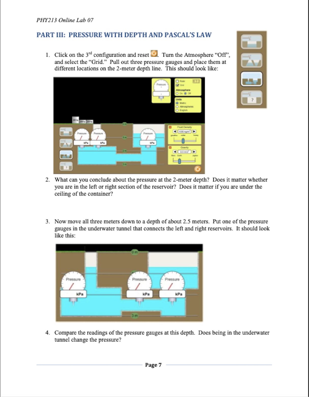 is the density of the fluid, h is the depth within the