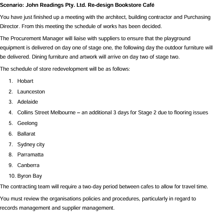 report for the steering committee to accompany your WB'S and ensure that