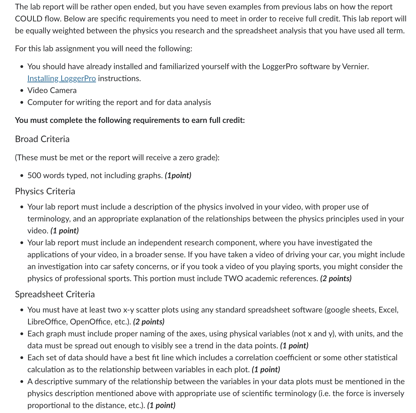  The lab report will be rather open ended, but you have