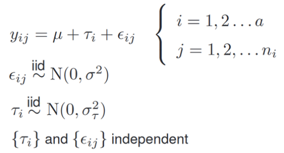 i=1,2...a Yij + q, N(O, 02) Tilg N(O, a?) {Ti} and {qj}