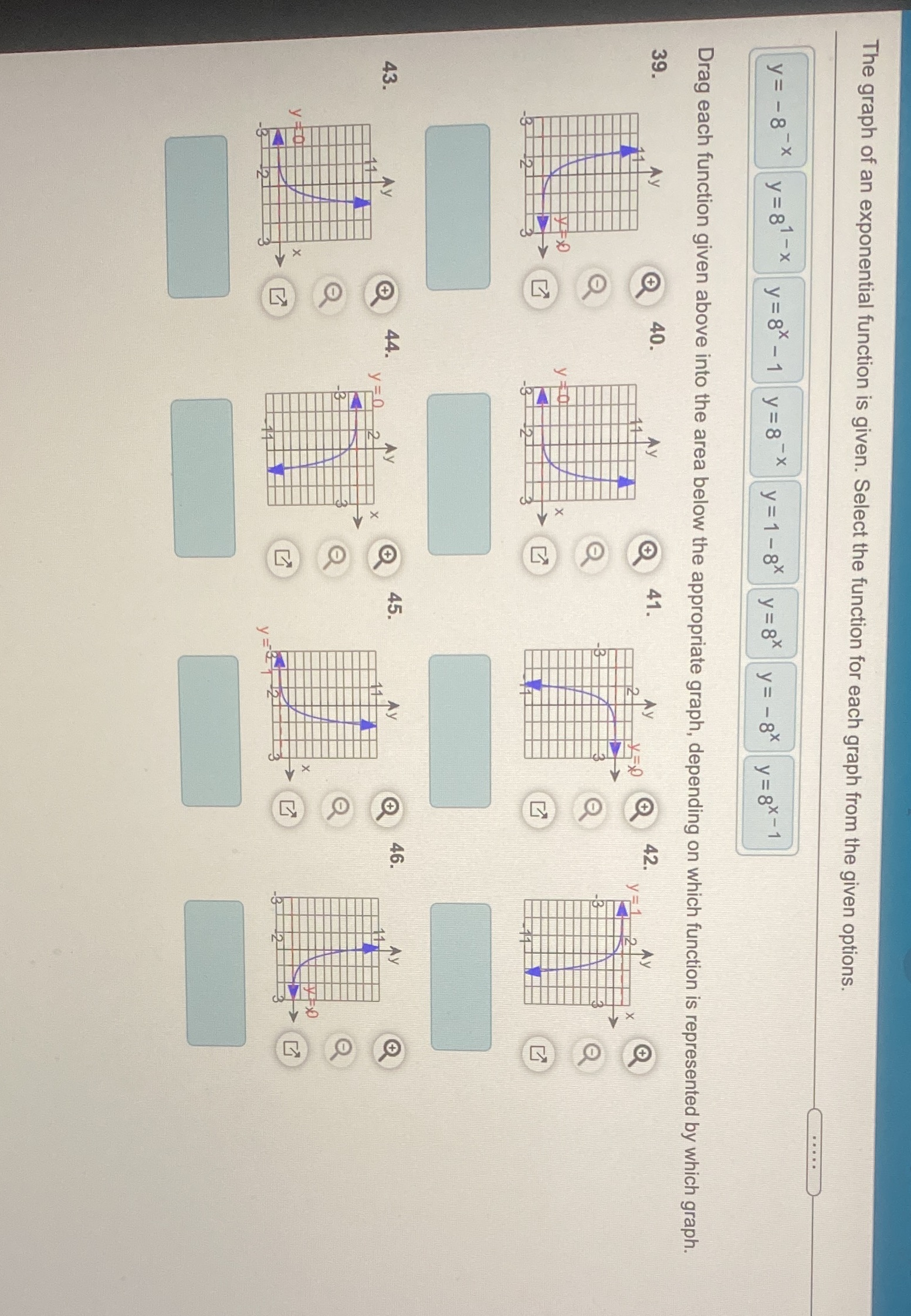 The graph of an exponential function is given. Select the function