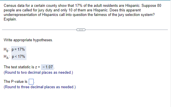 Census data for a certain county show that 17% of the