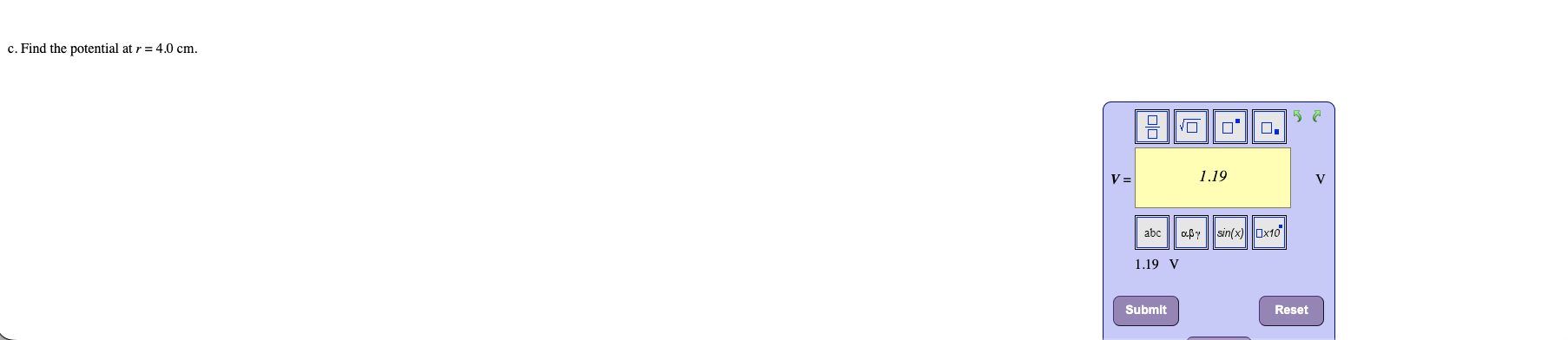 hollow spherical conductor, carrying a net charge +@ = 49 pC, has