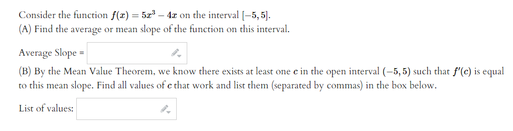 Consider the function at) 2 5:3 41: on the interval [5,