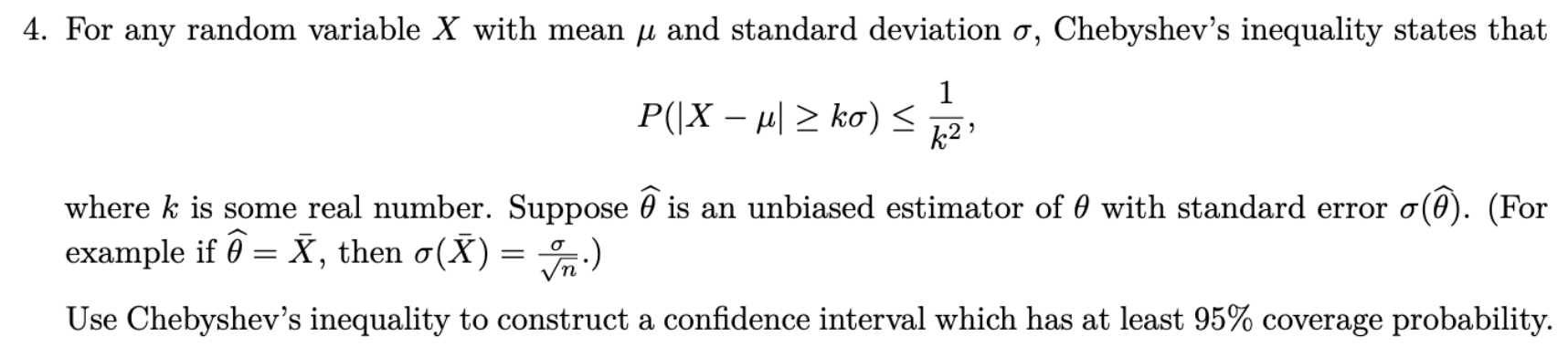 4. For any random variable X with mean ,u and standard