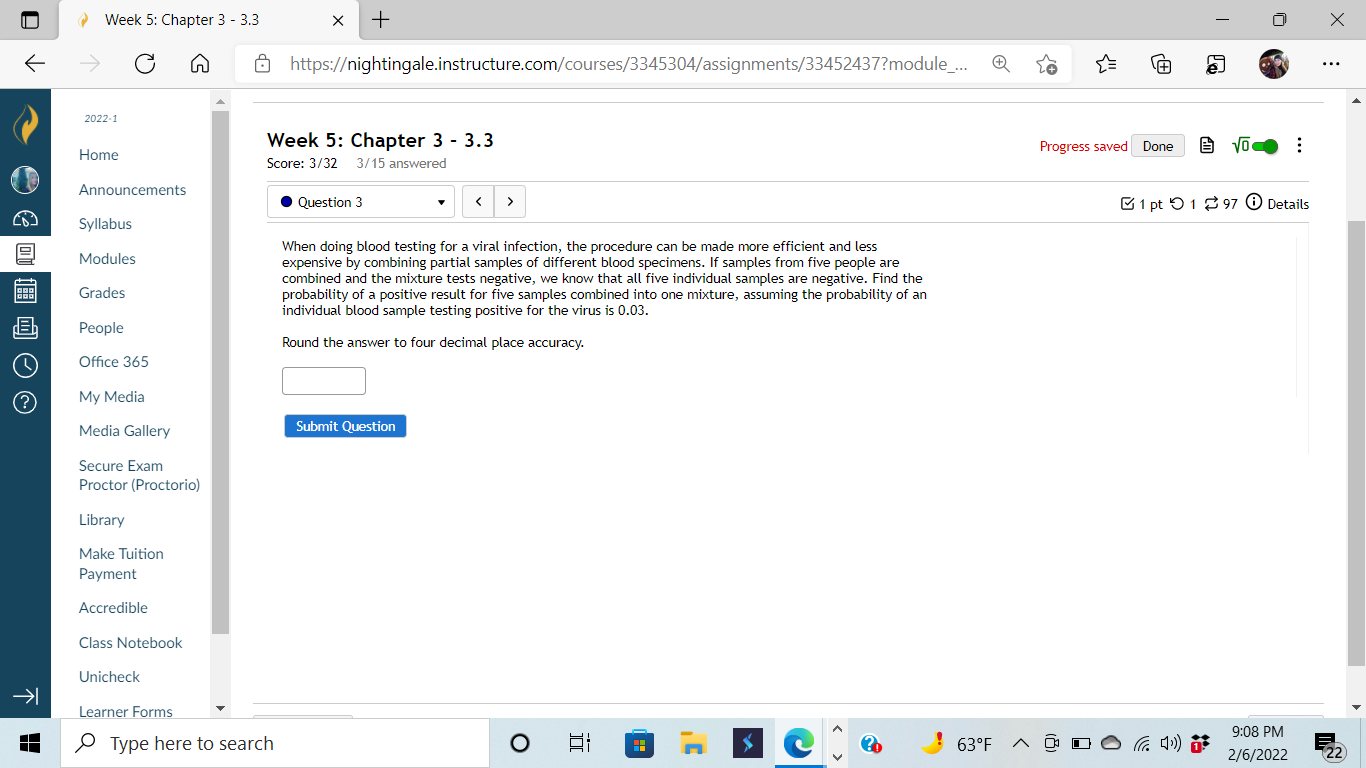  Week 5: Chapter 3 - 3.3 X X C https:/ightingale.instructure.com/courses/3345304/assignments/33452437?module_... &