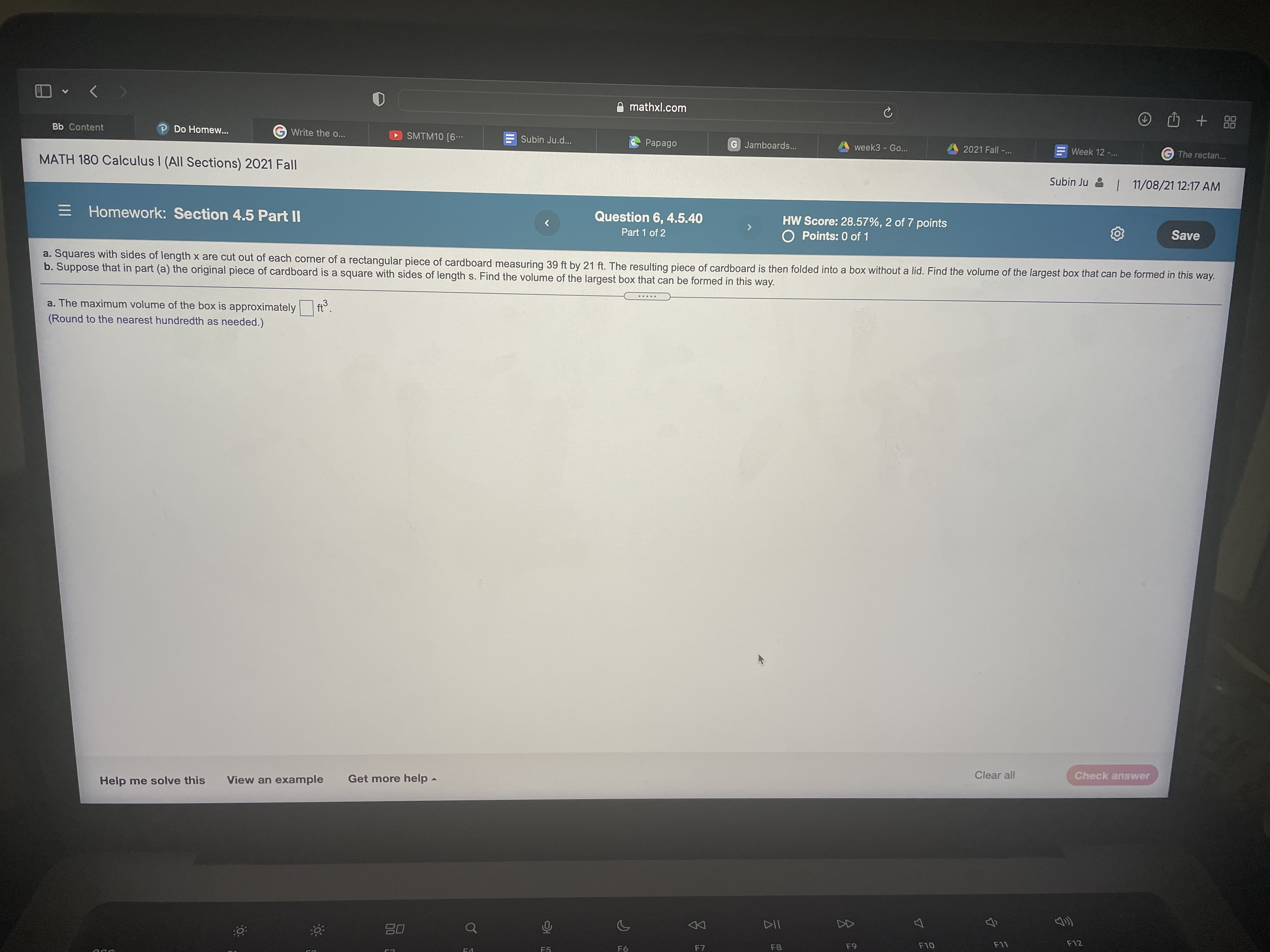  D mathxl.com C + 88 3b Content P Do Homew... G