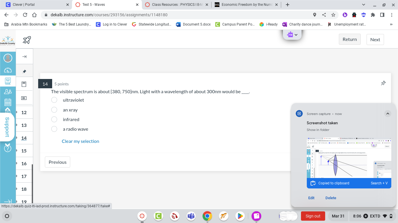  C Clever | Portal X Test 5 - Waves X Class