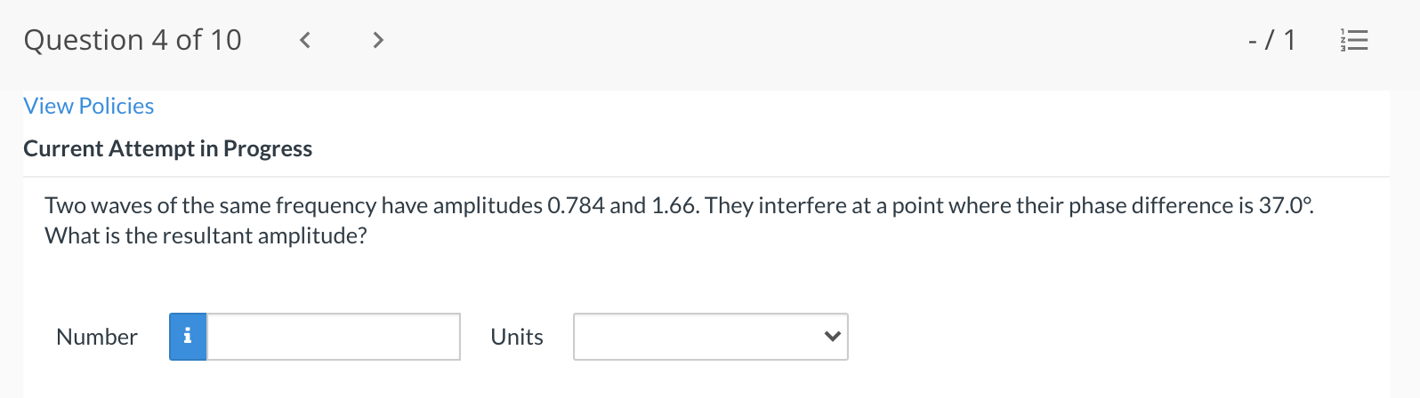  Question 4 of10 _ /1 View Policies Current Attempt in ProgreSS