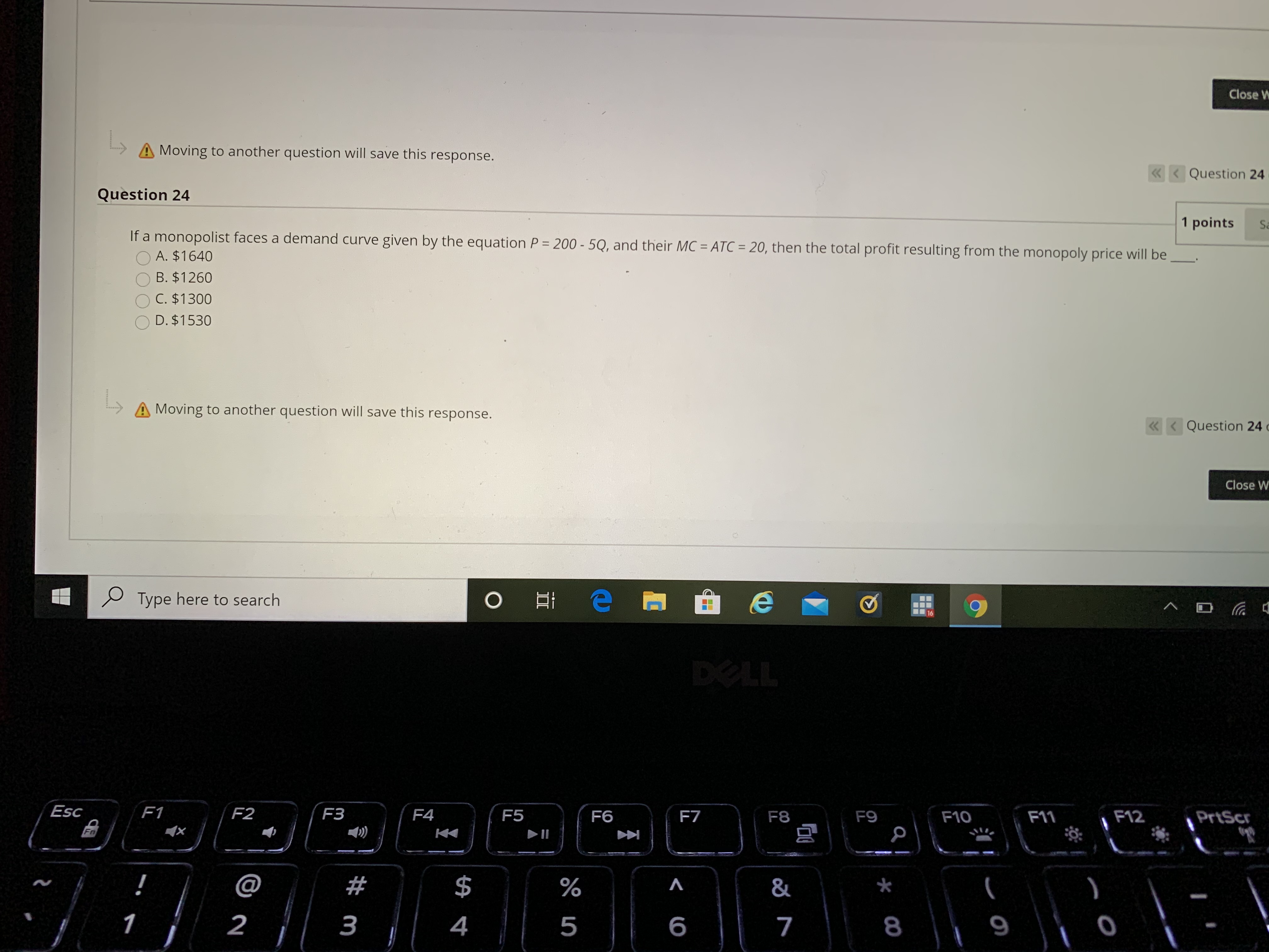 Please see the below question: Close W > Moving to another question