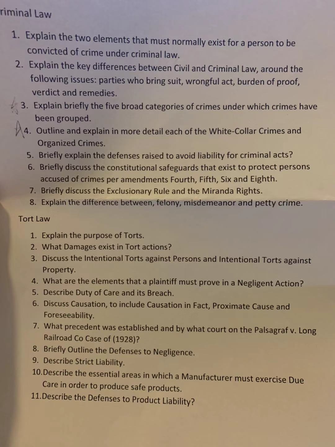 riminal Law 1. Explain the two elements that must normally exist for
