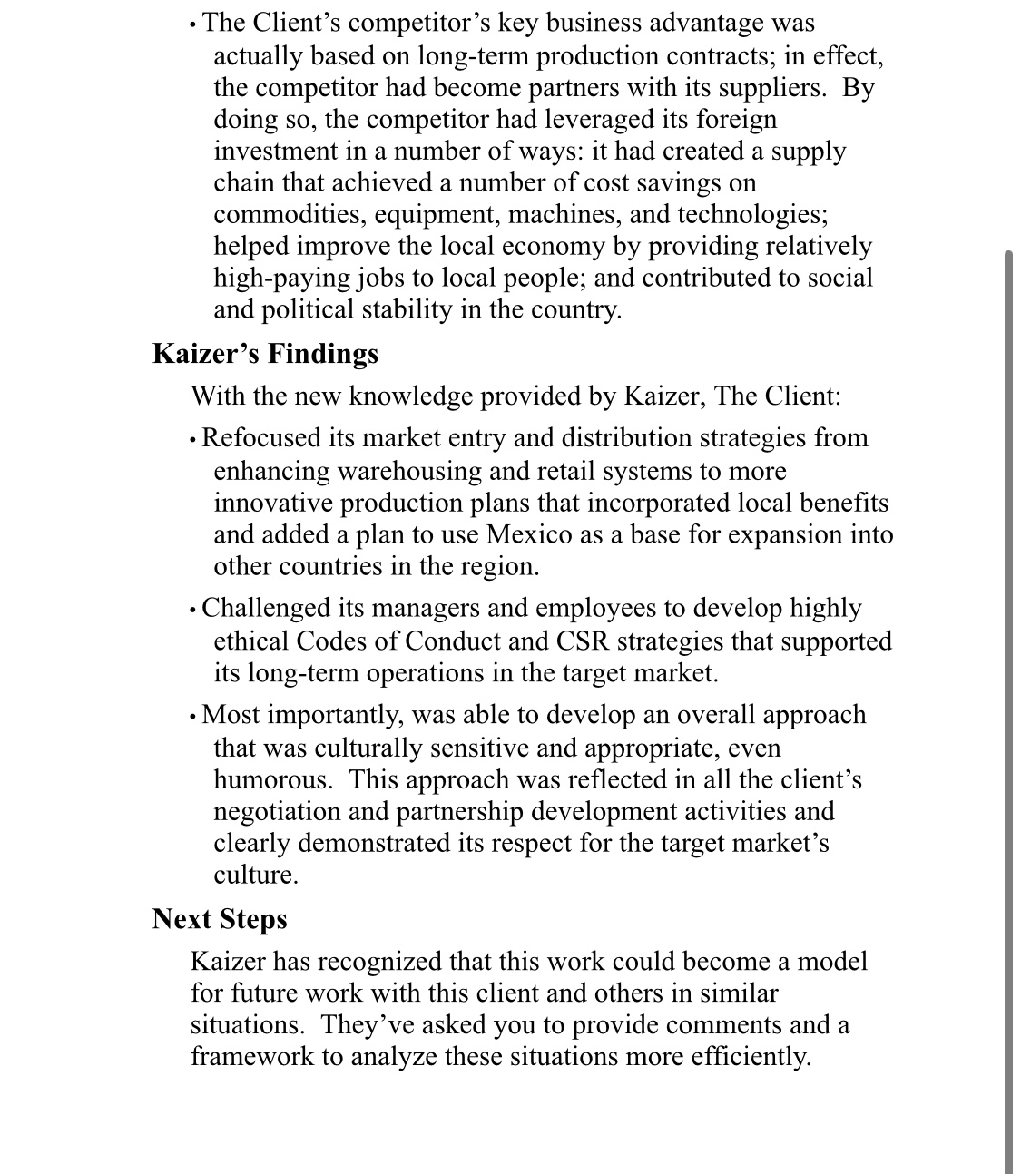 management consulting rm that specializes in business strategy and serves as a